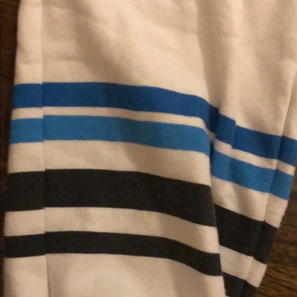 Rebel Yell Cozy White Cropped Sweatpants with Blue Stripes & Logo xl - Picture 4 of 6